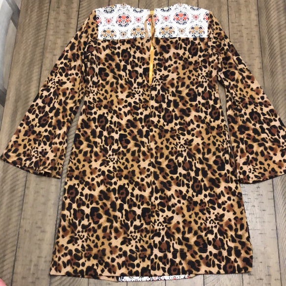 BEAUTIFUL Uncle Frank ANTHROPOLOGIE mixed media contrast leopard dress M FLAWS - Picture 8 of 13